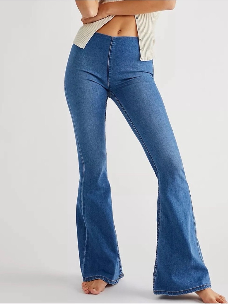 Free People Penny Pull-On Flare Jeans 70’s Retro Bell Bottoms